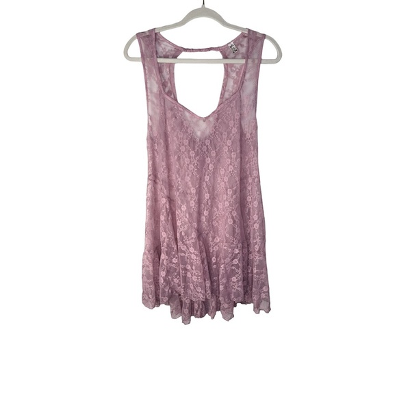 Intimately Free FP Lace Open Back Slip Dress Mauve Pink Sleeveless Size XS NWOT - Picture 1 of 9